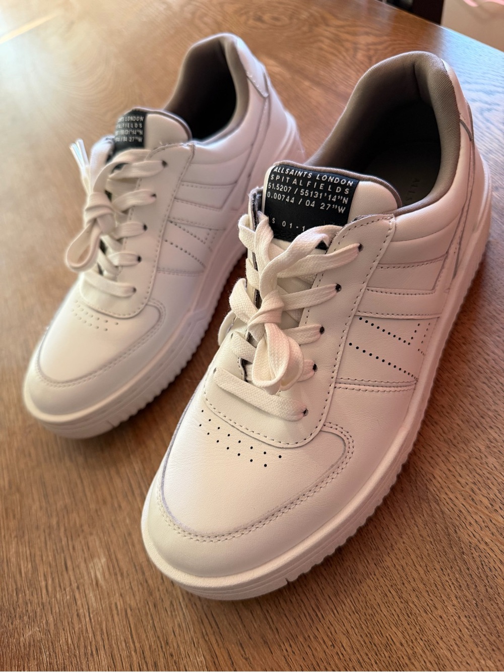 AllSaints White Leather Low-Top Sneakers